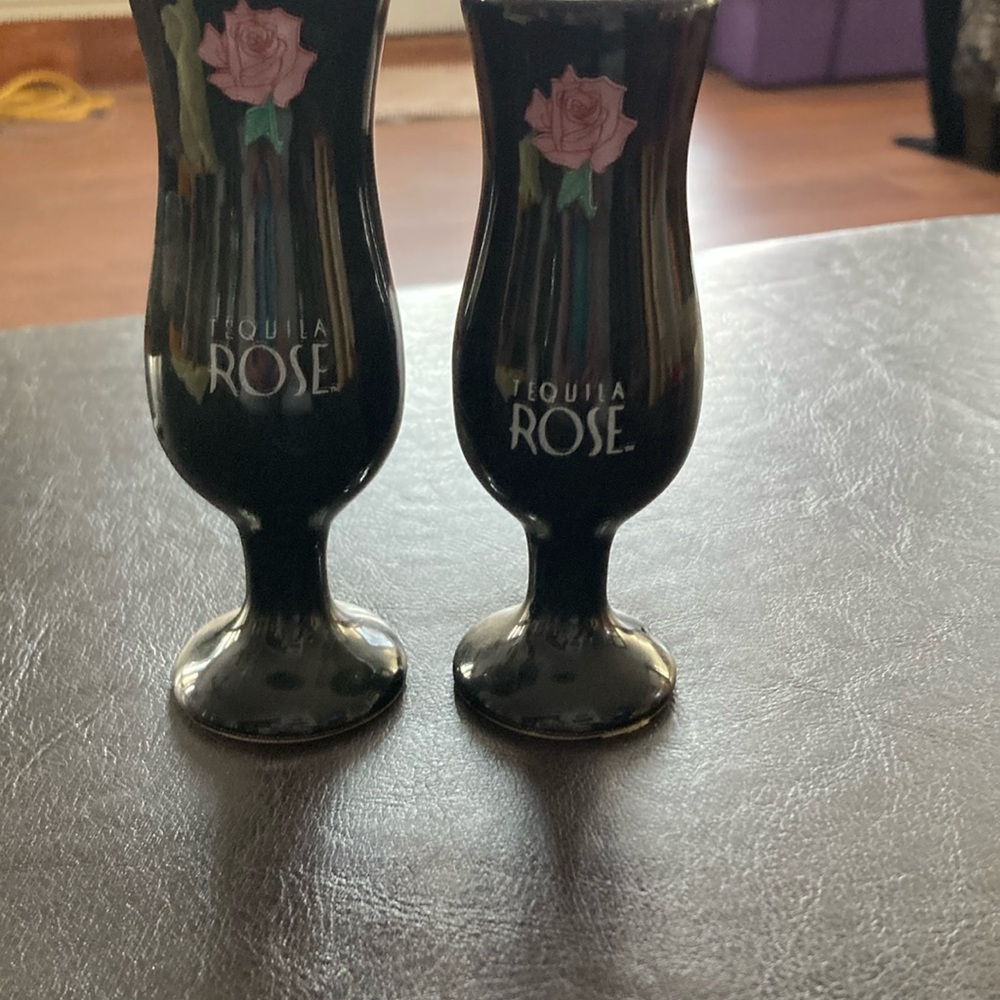 Black Hurricane Vases with Etched Floral Design